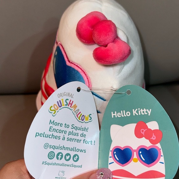 6” Sanrio Hello Kitty Squishmallows Bathing Suit with Heart Sunglasses Plush - Picture 2 of 4